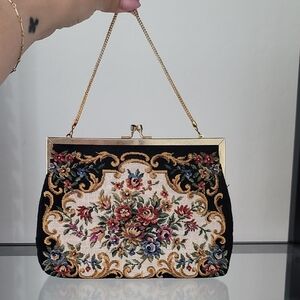 Vintage Black and Gold Floral Cutch with Ornate Design